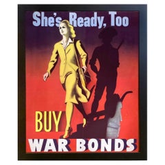 "She's Ready, Too. Buy War Bonds" Vintage WWII Bonds Poster, 1942