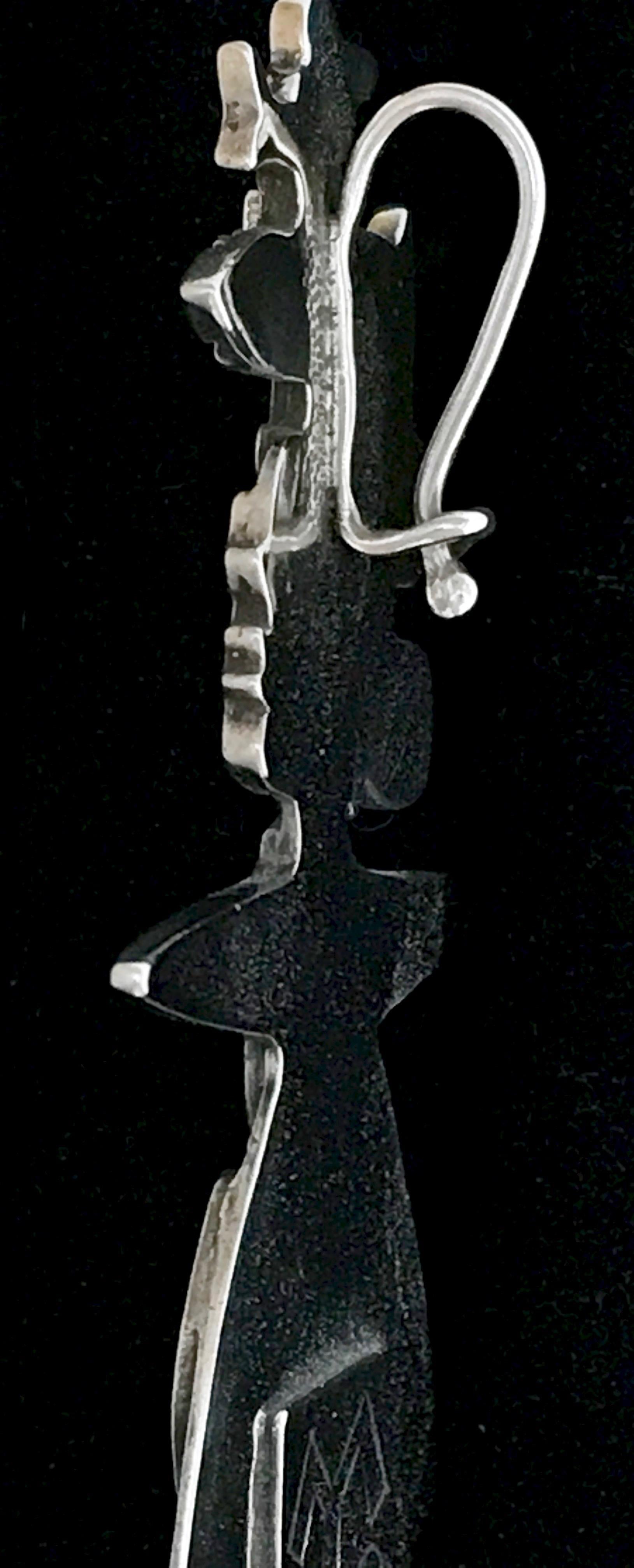 Women's or Men's She's Singing, by Melanie Yazzie, silver, pendant, enhancer, woman, fish, bird For Sale