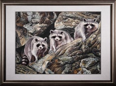 Raccoons, Chinese Silk Embroidery Painting