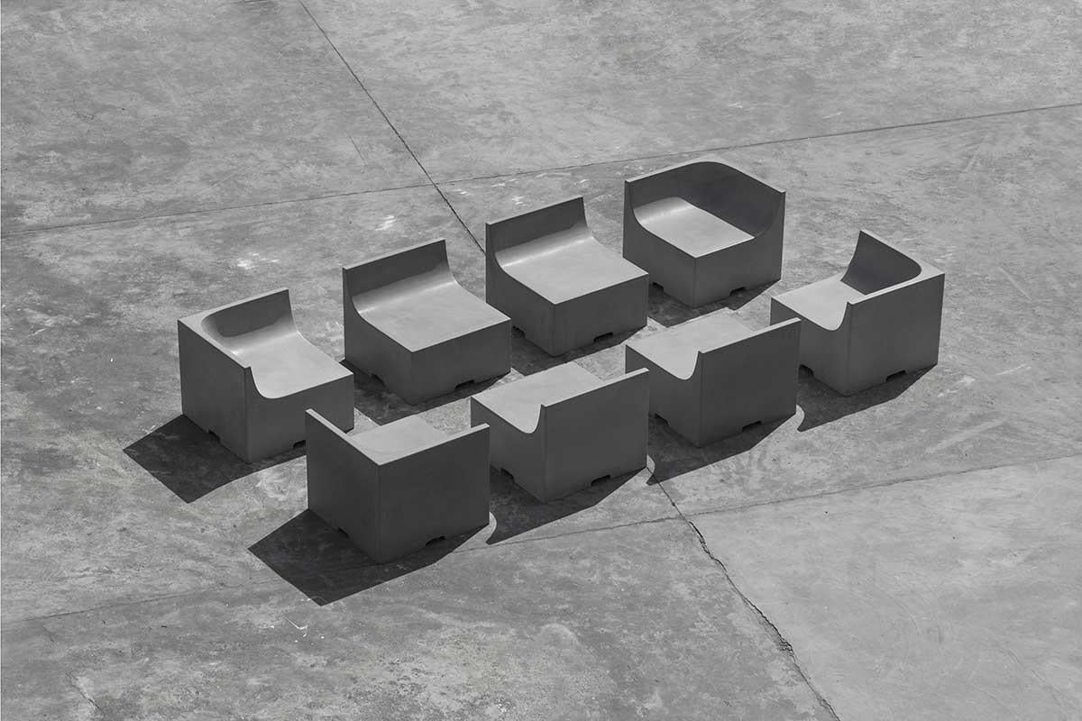 Chinese 'SHI' Modular Bench / Sofa Made of Concrete For Sale