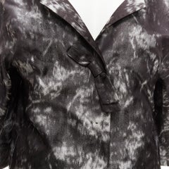 SHIATZY CHEN 100% silk grey black bow detail round cut cocoon jacket IT42 M