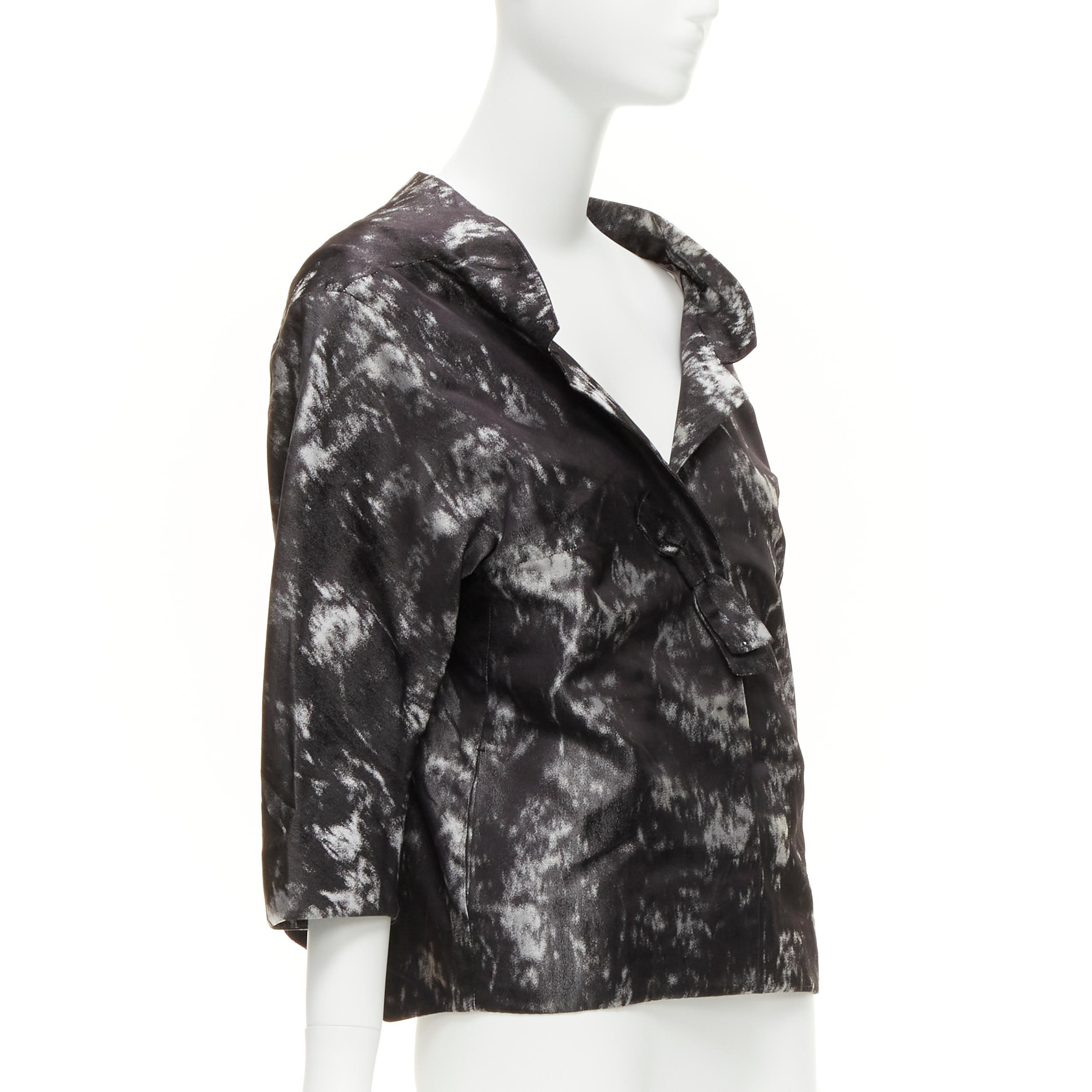SHIATZY CHEN 100% silk grey black bow detail round cut cocoon jacket IT42 M In Excellent Condition For Sale In Hong Kong, NT