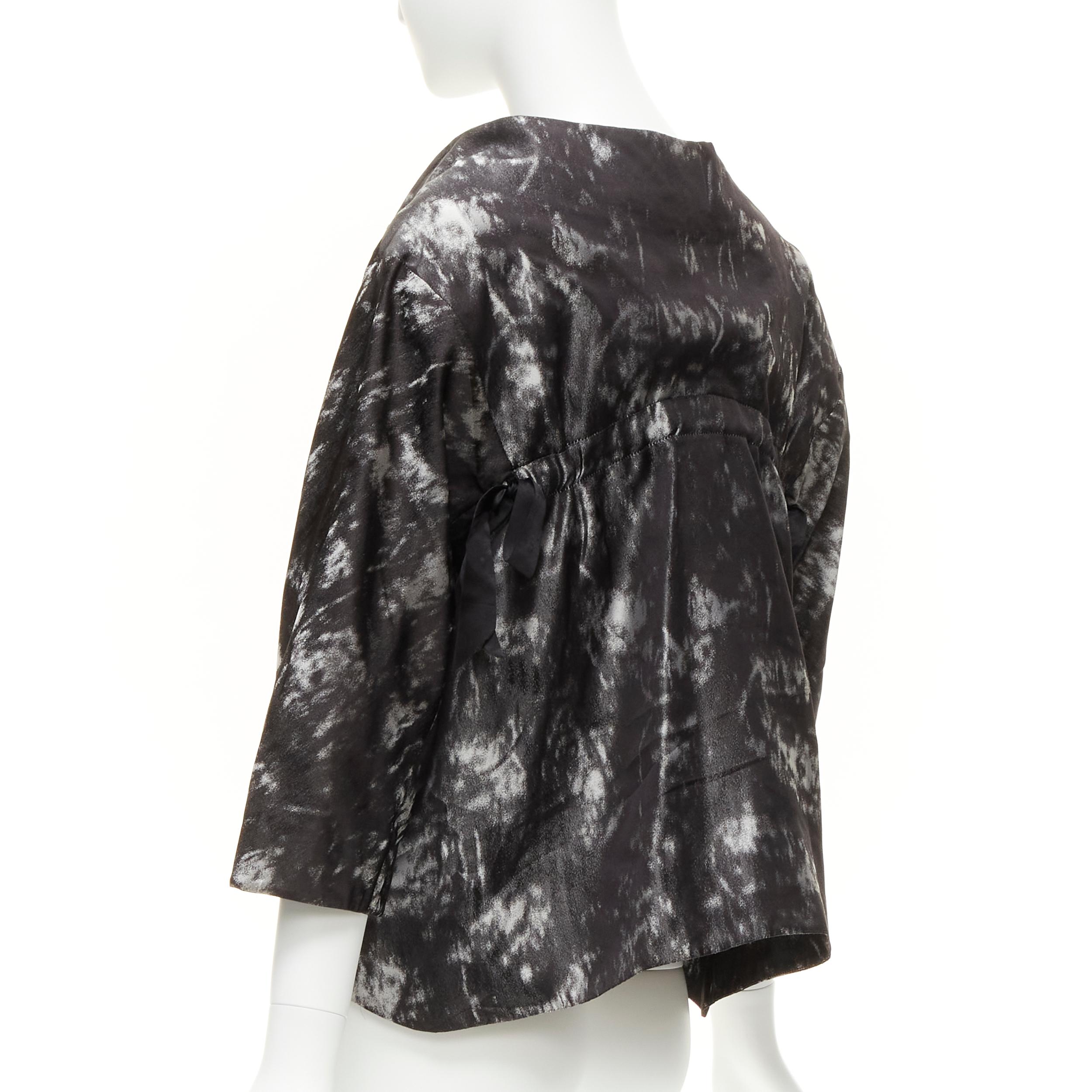 SHIATZY CHEN 100% silk grey black bow detail round cut cocoon jacket IT42 M For Sale 2