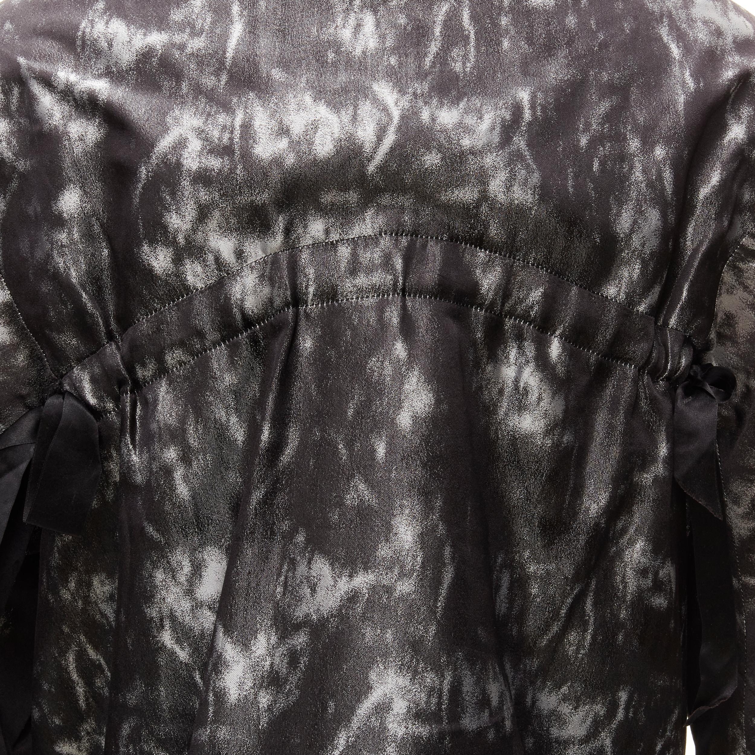 SHIATZY CHEN 100% silk grey black bow detail round cut cocoon jacket IT42 M For Sale 4