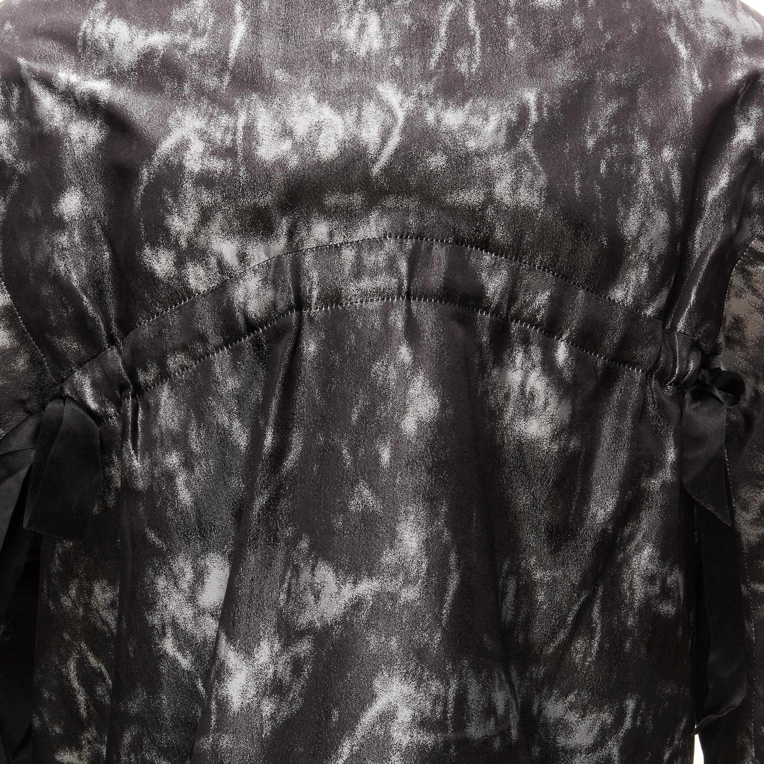 SHIATZY CHEN 100% seta grigio nero dettaglio fiocco taglio rotondo giacca cocoon IT42 M in vendita 4