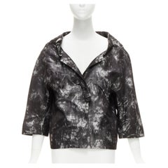 SHIATZY CHEN 100% silk grey black bow detail round cut cocoon jacket IT42 M