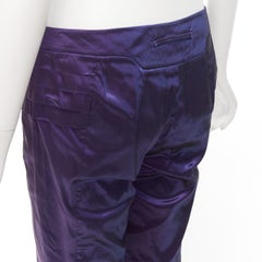 SHIATZY CHEN 100% silk purple  holographic pleated side darted knee pants IT42 M