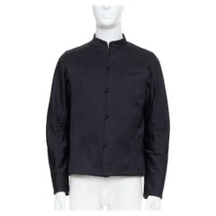 SHIATZY CHEN black cotton blend silky embroidered padded coat IT48 M