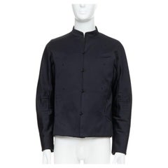 SHIATZY CHEN black cotton blend silky embroidered padded coat IT48 M