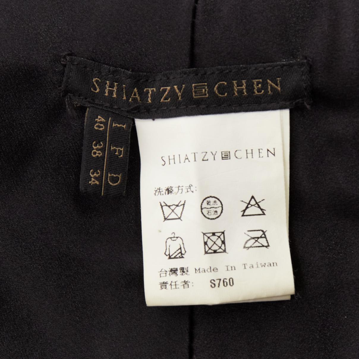 SHIATZY CHEN black fur silk lined bateau short cape sleeve shawl IT40 S For Sale 4