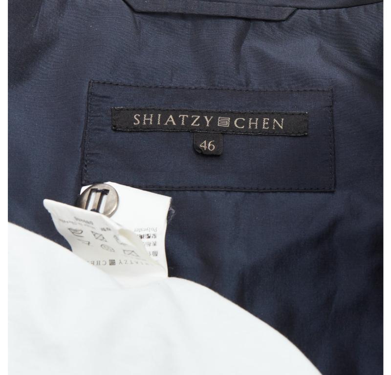 SHIATZY CHEN marineblaue bestickte, bestickte Seidenweste mit Knopfleiste IT46 S im Angebot 3