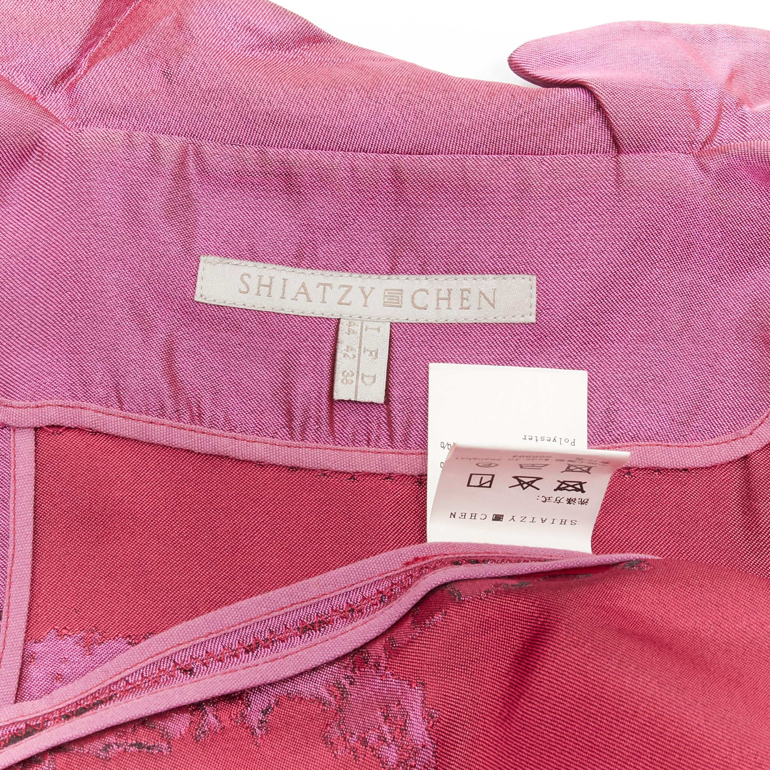 SHIATZY CHEN - Giacca cropped in broccato di seta viola astratto orientale IT44 L in vendita 6