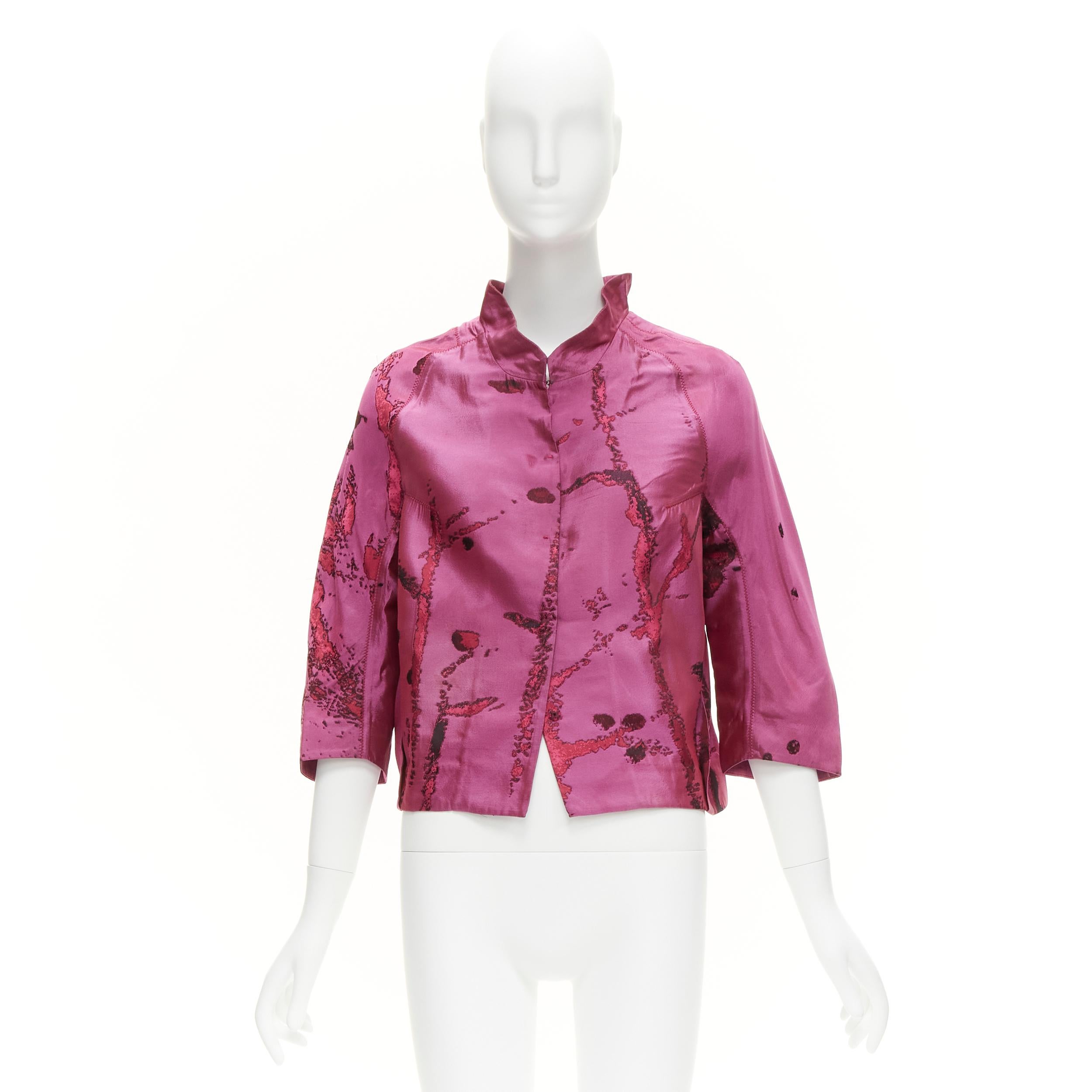 SHIATZY CHEN - Giacca cropped in broccato di seta viola astratto orientale IT44 L in vendita 7
