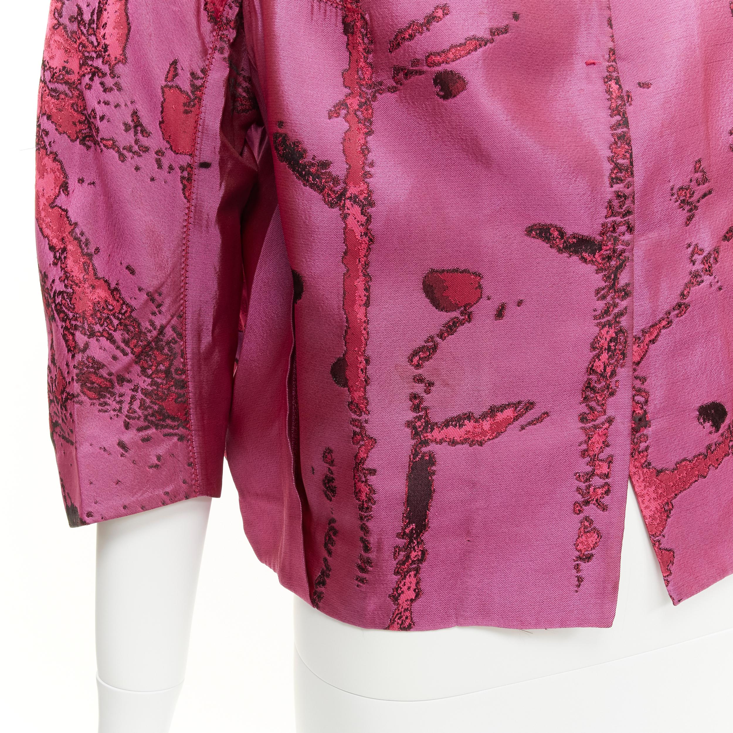 SHIATZY CHEN - Giacca cropped in broccato di seta viola astratto orientale IT44 L in vendita 3