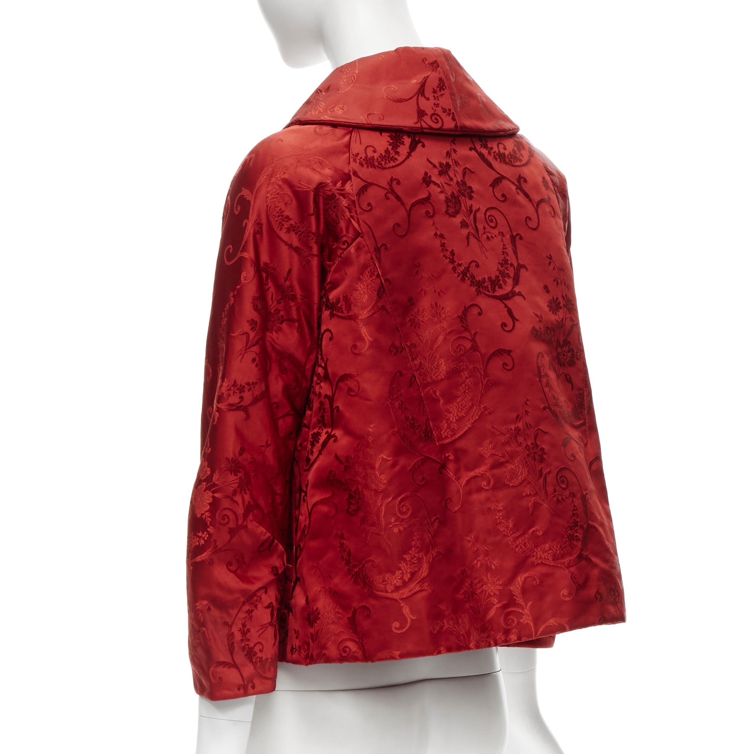 Red SHIATZY CHEN red chinoiserie oriental floral jacquard silk cropped jacket IT40 S