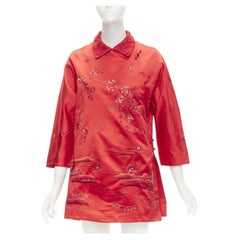 SHIATZY CHEN red silk lace collar floral cloud embroidery qipao top IT44 L