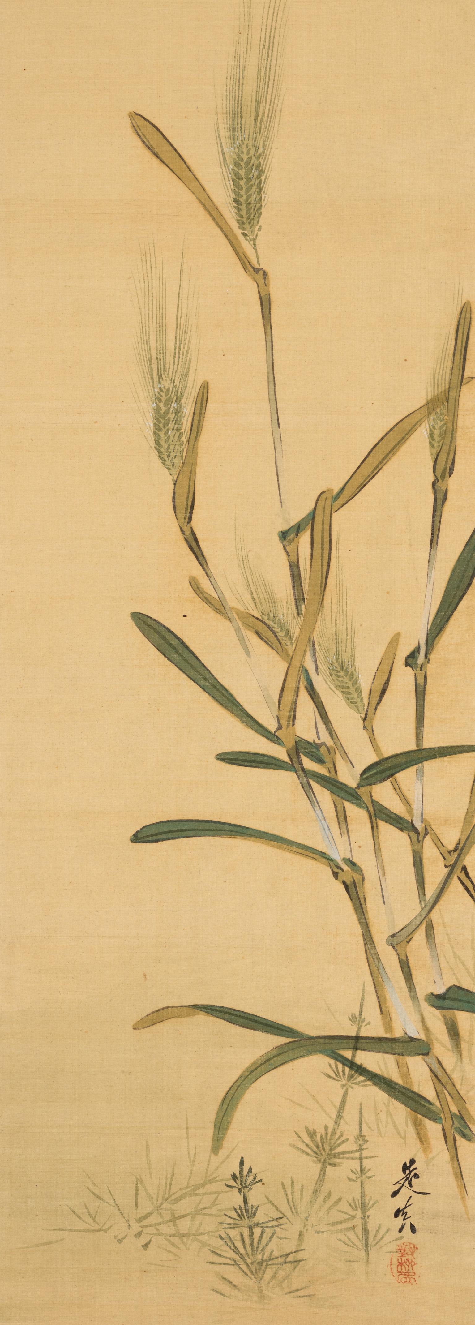 Hand-Painted Shibata Zeshin ‘1807-1891’, Barley For Sale
