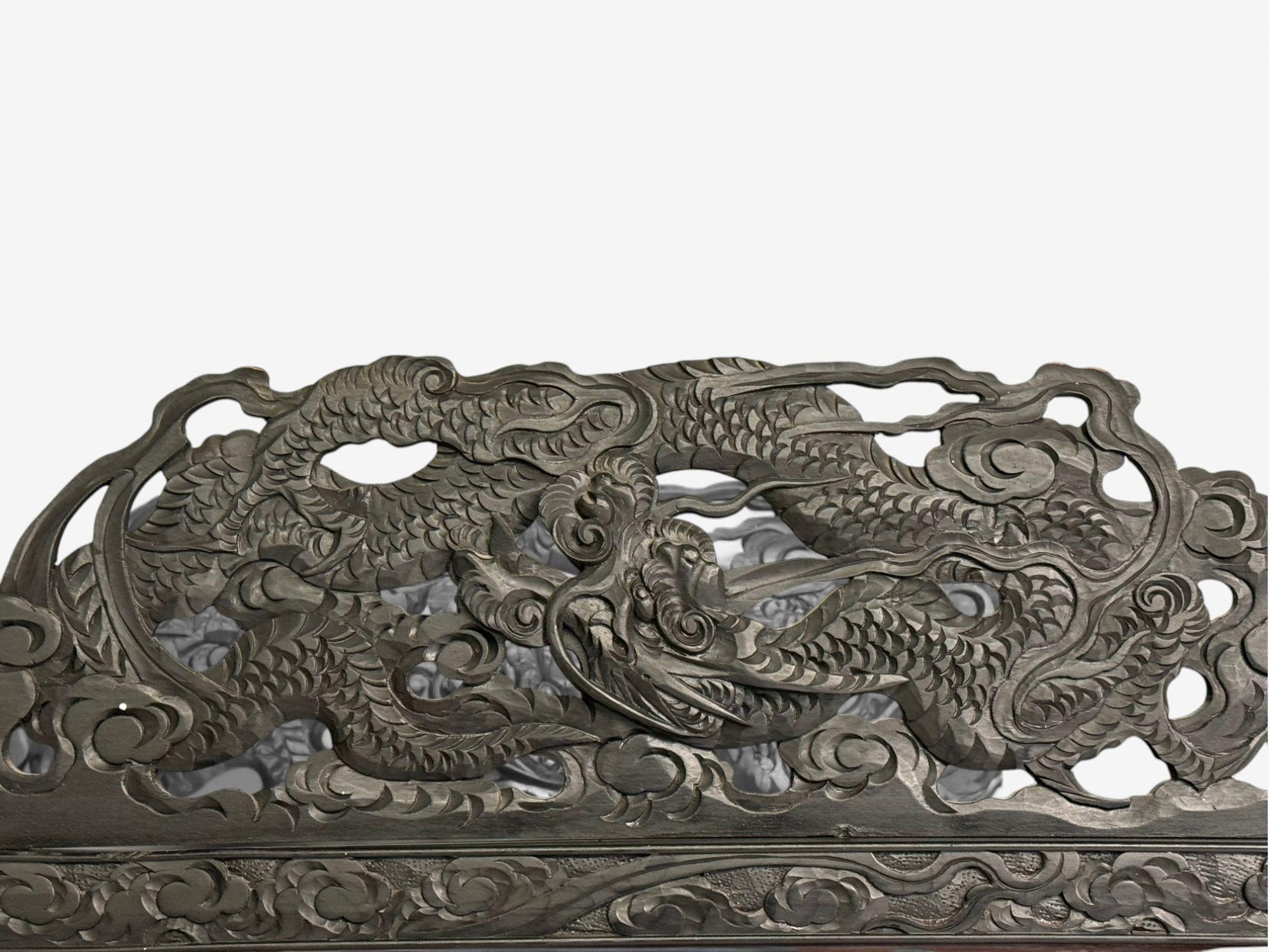 Shibayama Art, Meiji Era, Ebonized Wood, Lacquer, Two Panel Screen, Japan, 1890s For Sale 5