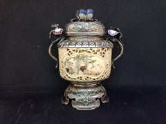 Shibayama Koro Japan Solid Silver and Enamel 19 Century