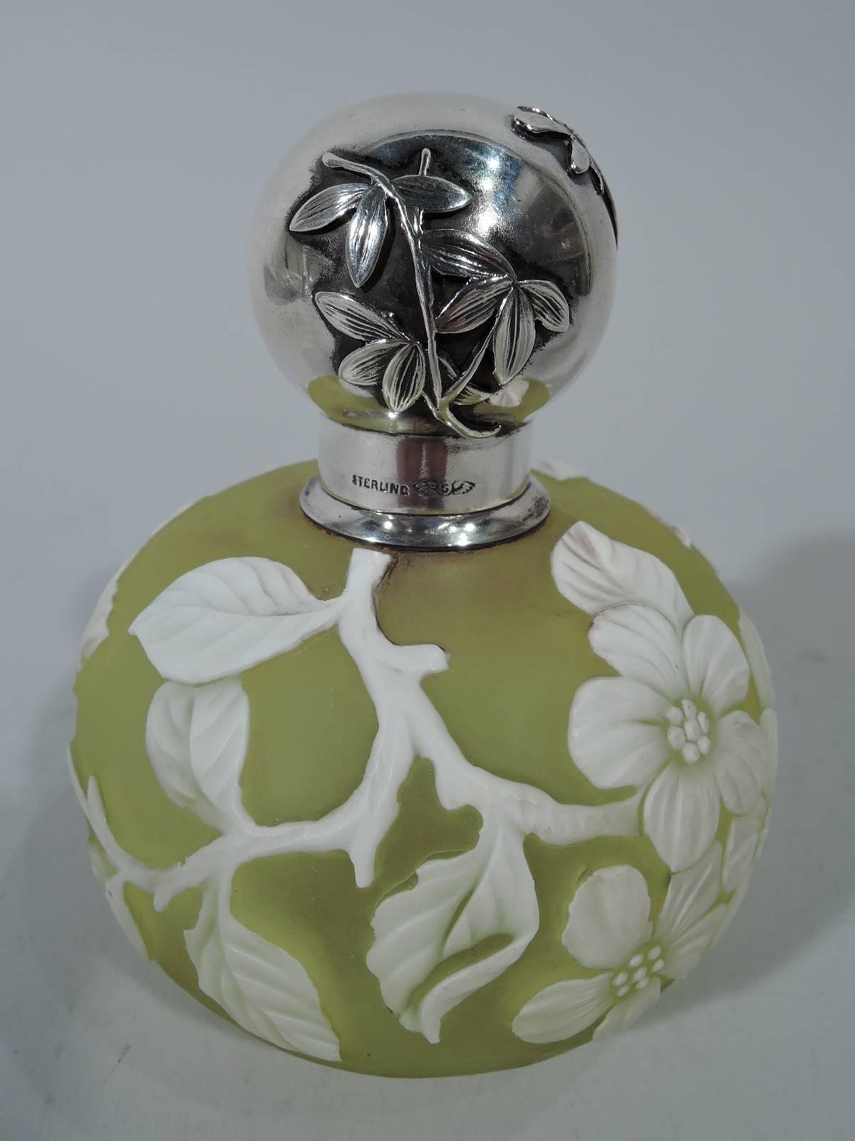 American Shiebler Aesthetic Japonesque Sterling Silver and Cameo Glass Perfume