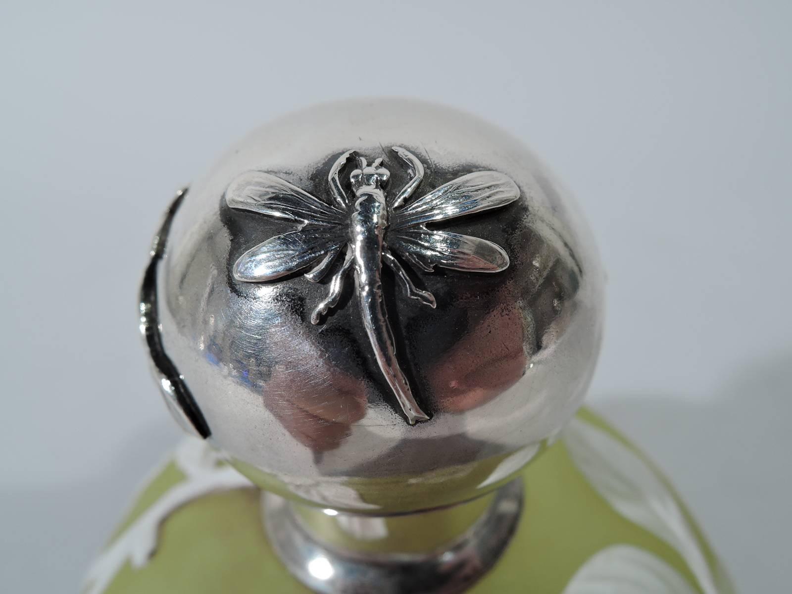 19th Century Shiebler Aesthetic Japonesque Sterling Silver and Cameo Glass Perfume