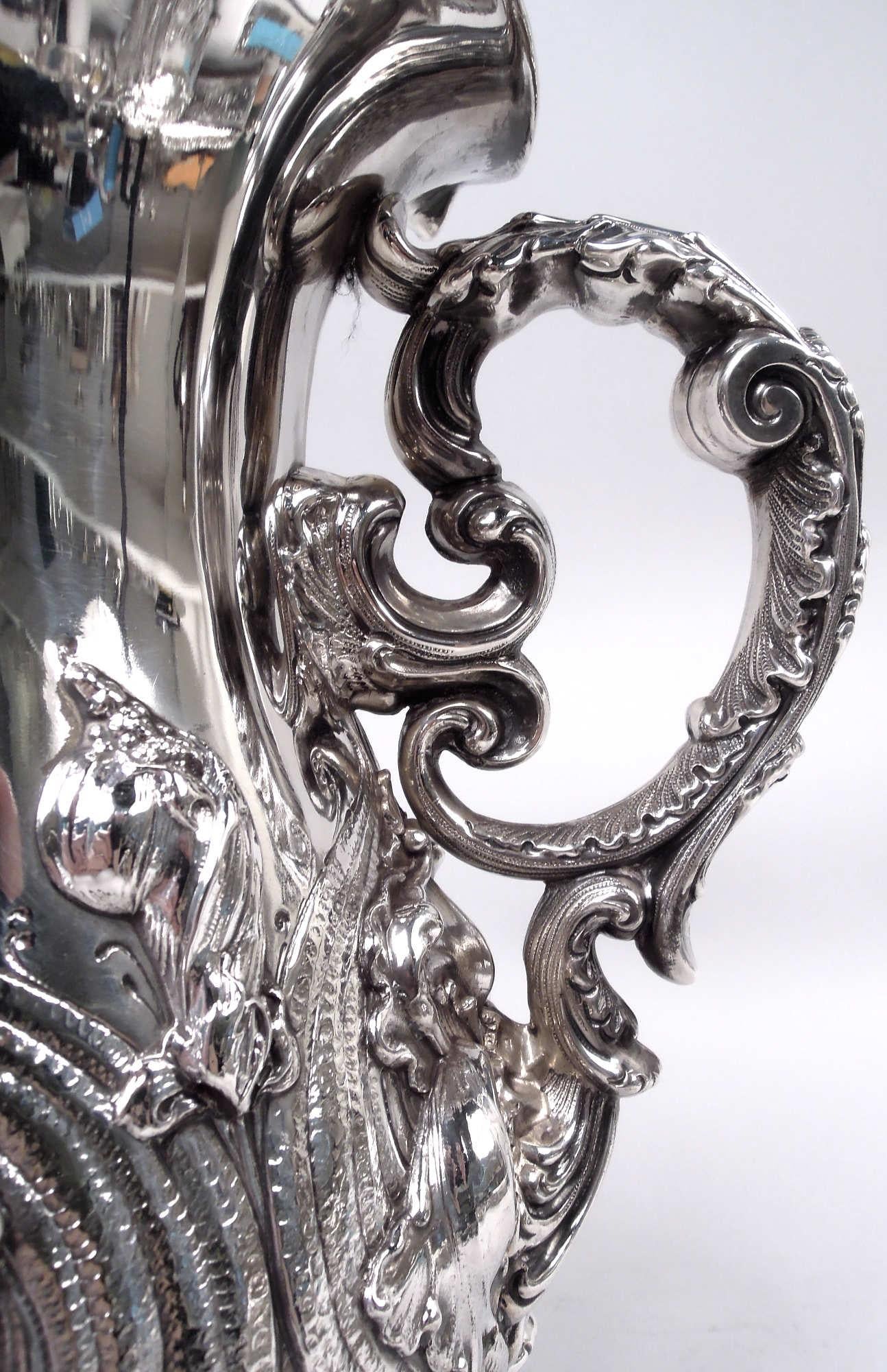Appliqué Shiebler American Art Nouveau Sterling Silver Amphora Vase Wine Cooler For Sale
