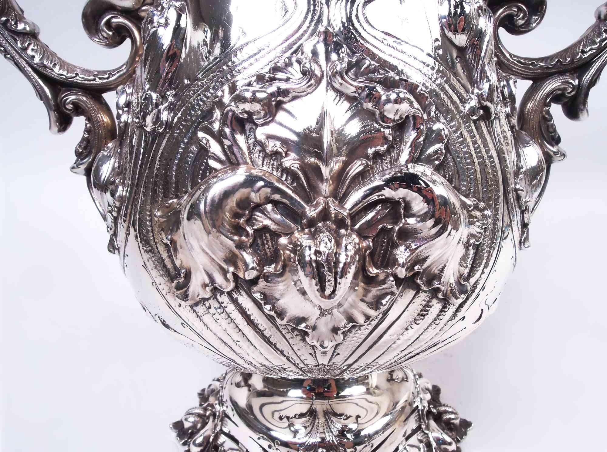 19th Century Shiebler American Art Nouveau Sterling Silver Amphora Vase Wine Cooler For Sale