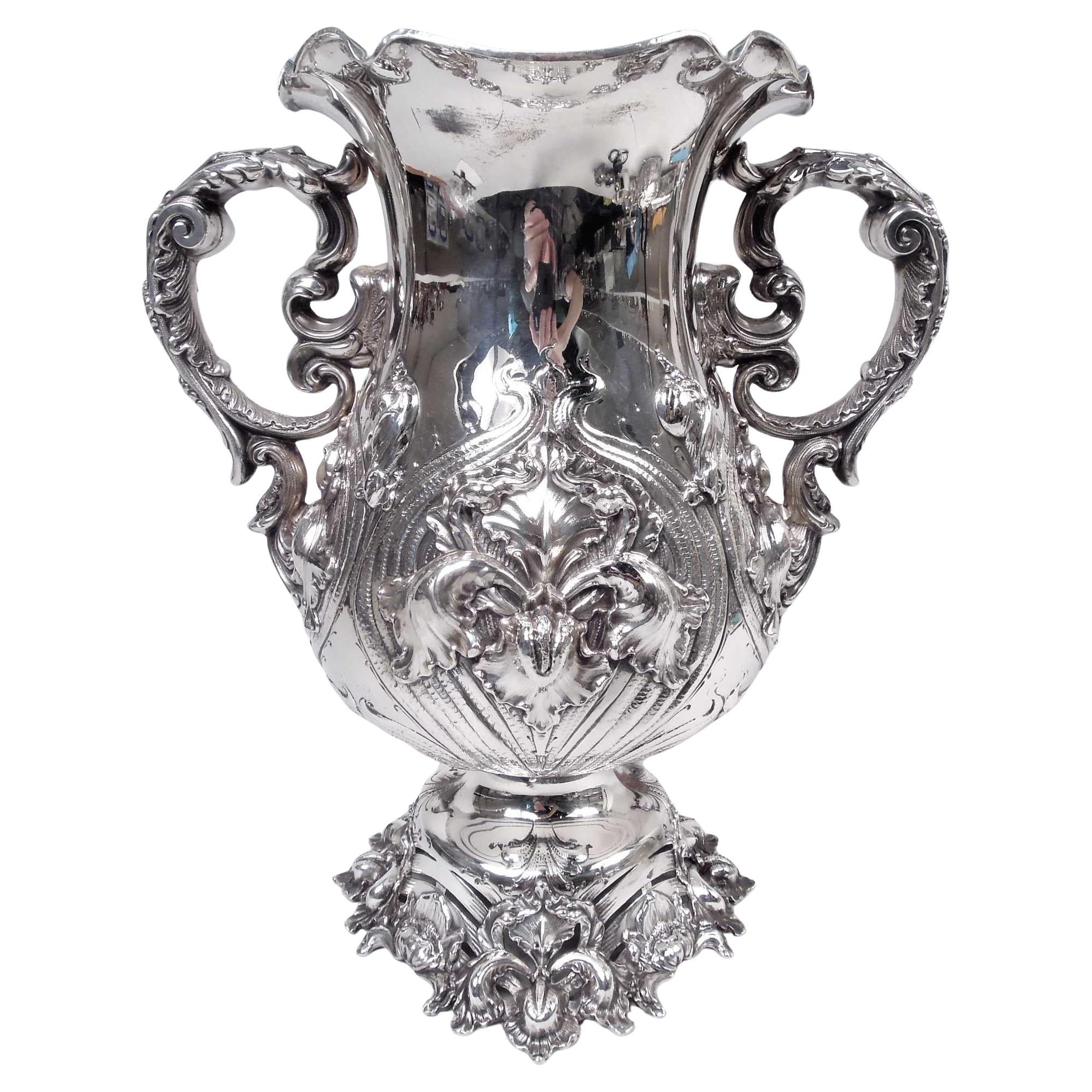Shiebler American Art Nouveau Sterling Silver Amphora Vase Wine Cooler For Sale