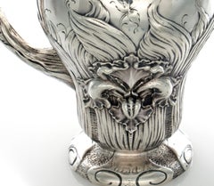 Shiebler Art Nouveau Style Sterling Pitcher with Irises