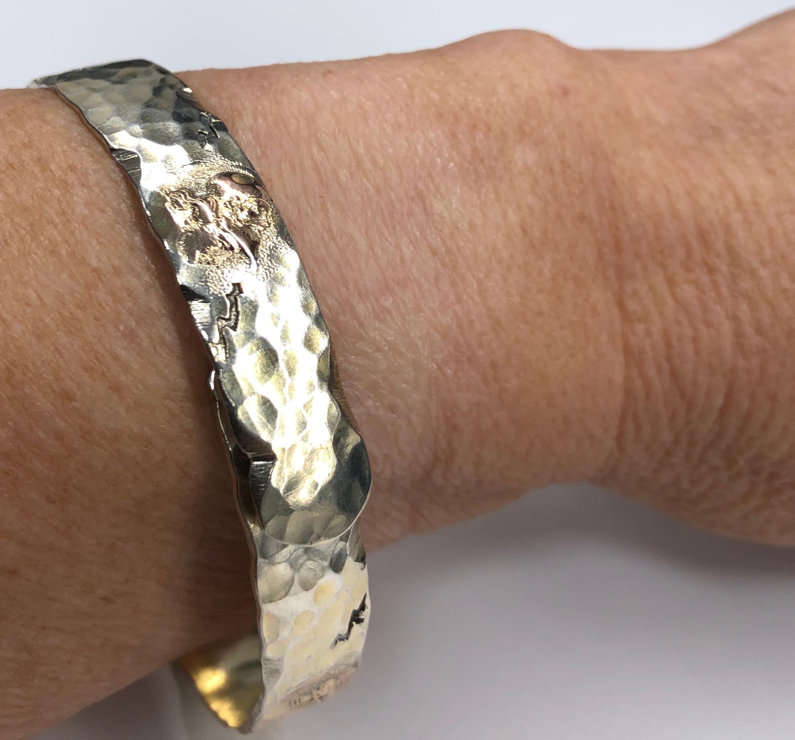 Homeric Curio Medaillon-Armband, Edwardian Shiebler Sterling Silber und 14K Gold im Zustand „Gut“ im Angebot in Houston, TX