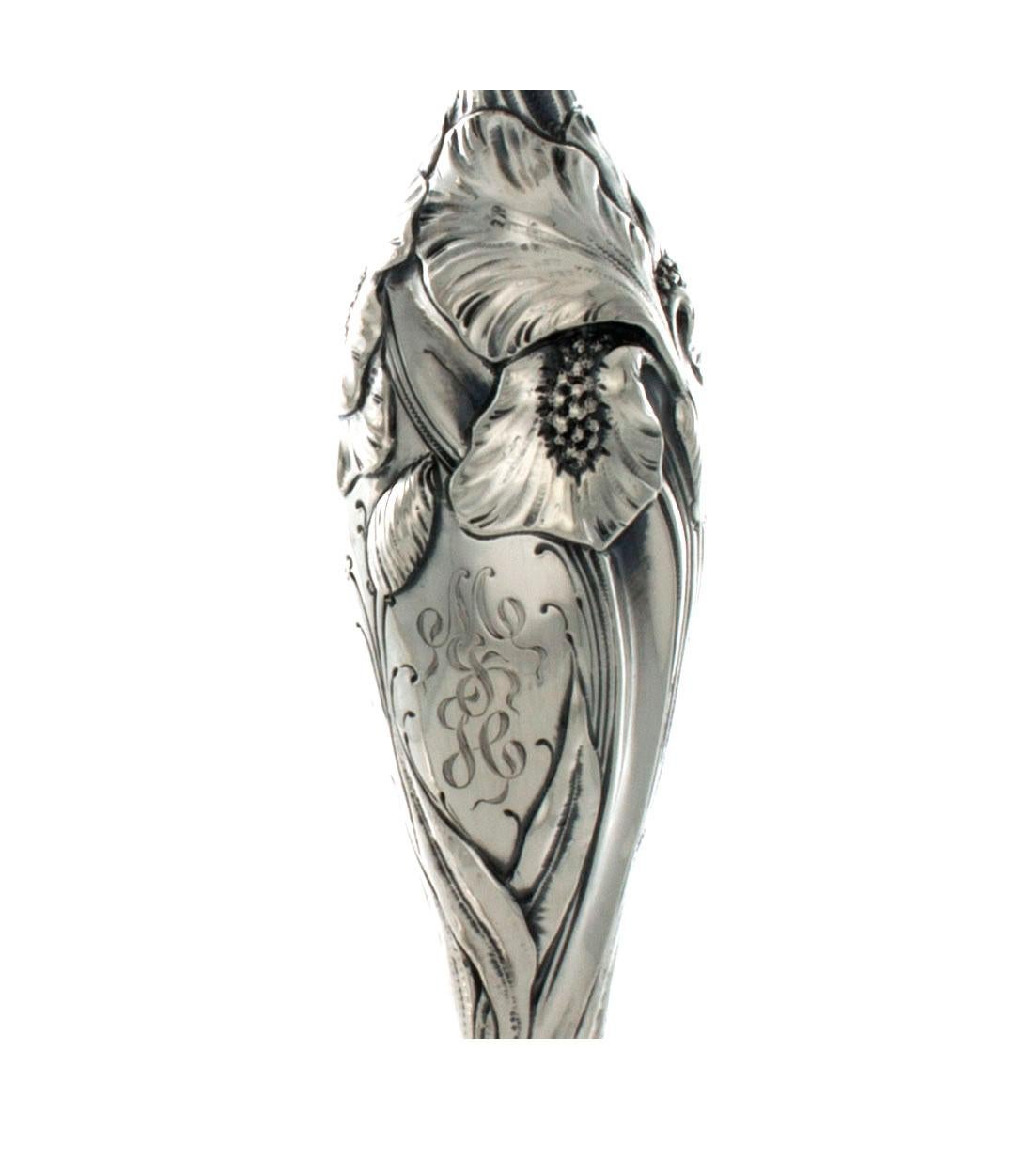 Shiebler Sterling Art Nouveau Candlesticks with Irises For Sale 1