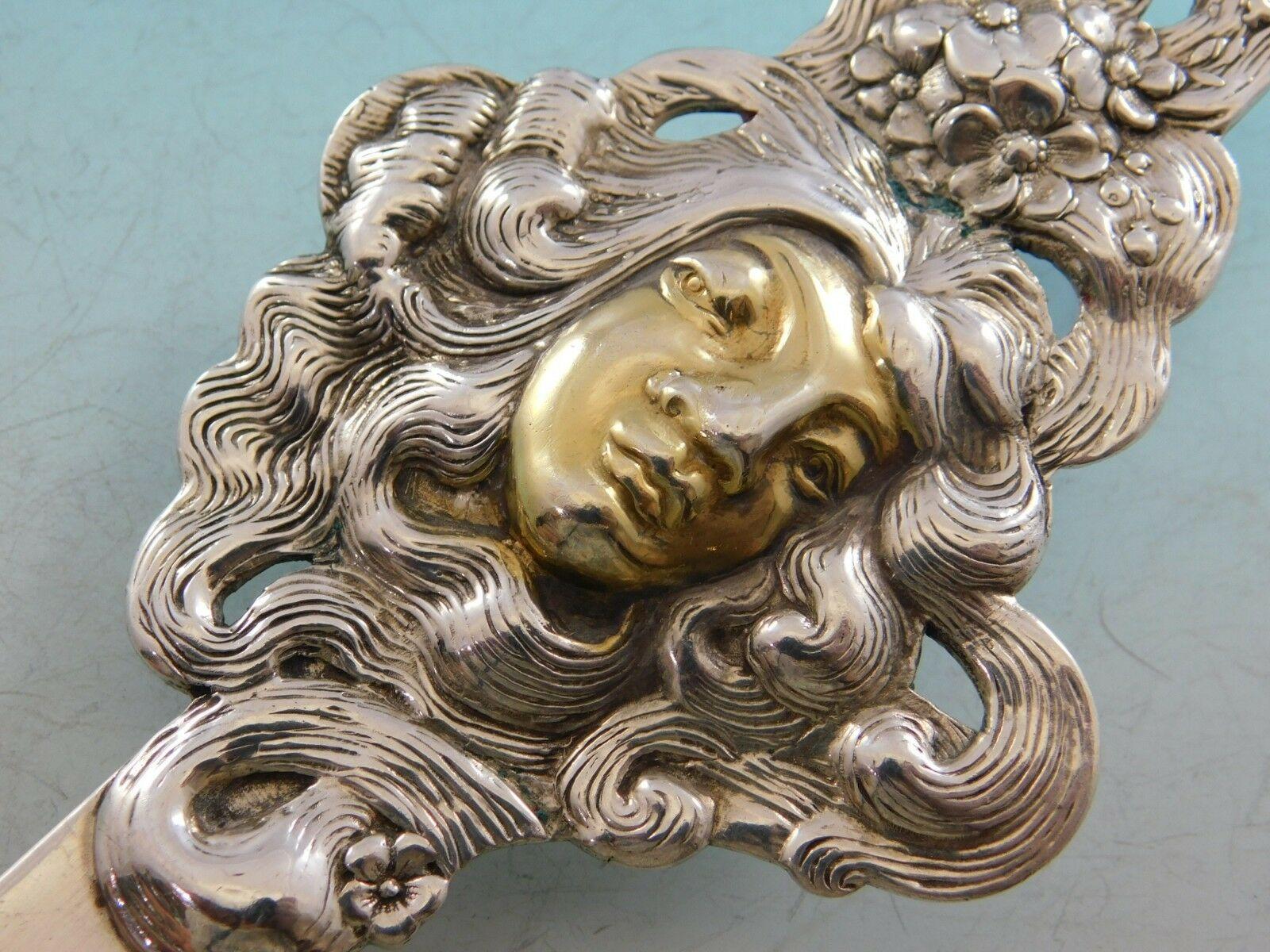 Shiebler Sterling Silver Page Turner Mixed Metals Art Nouveau Woman 14K Gold In Excellent Condition In Big Bend, WI