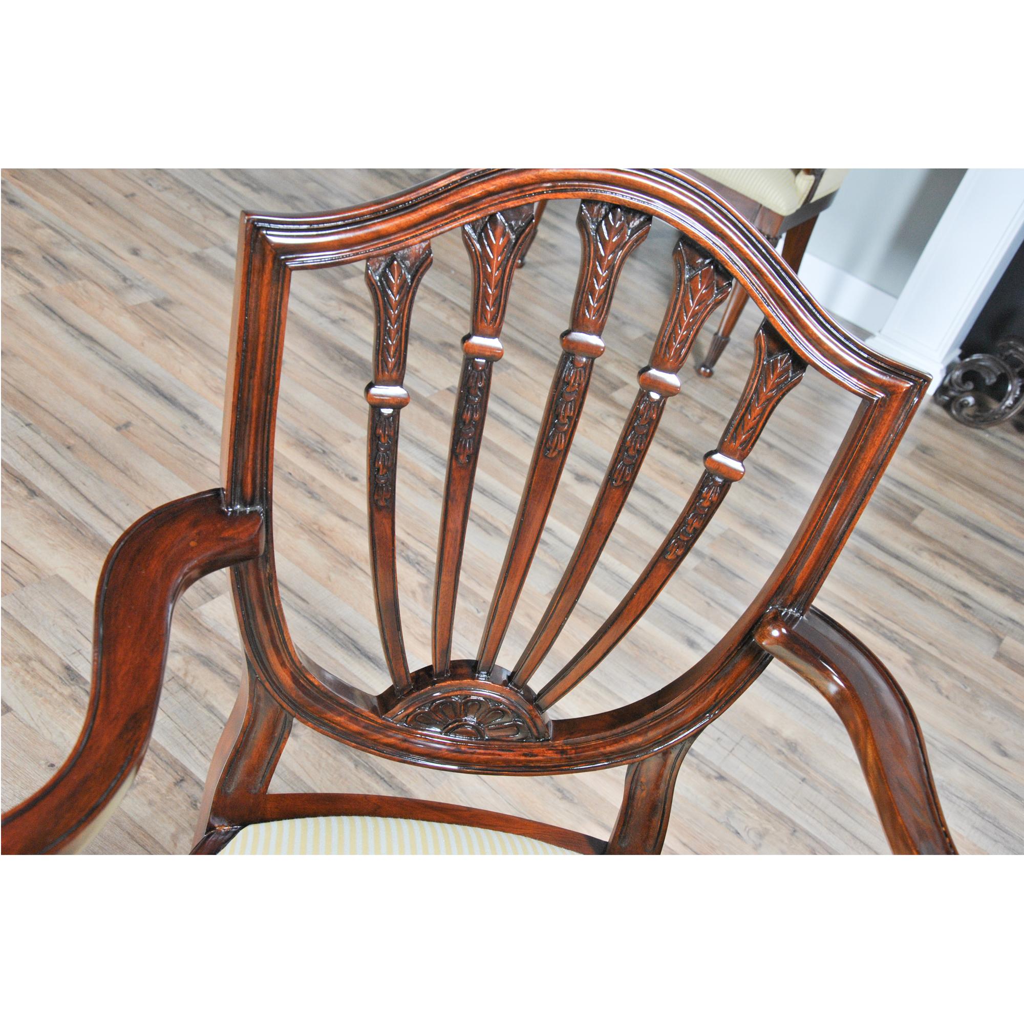 Chippendale Shield Back Chairs, Set of 10  For Sale