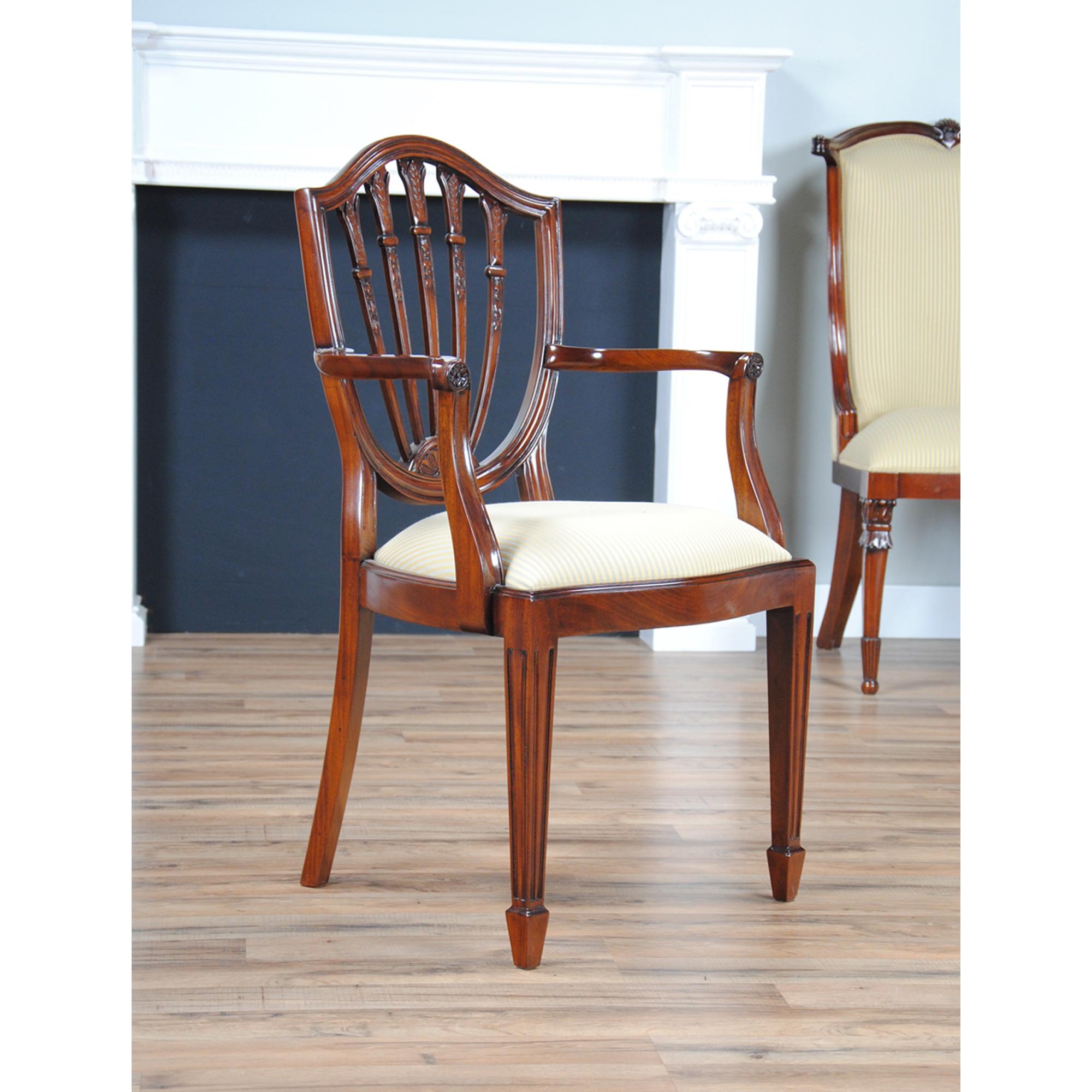 Mahogany Shield Back Chairs, Set of 10  For Sale