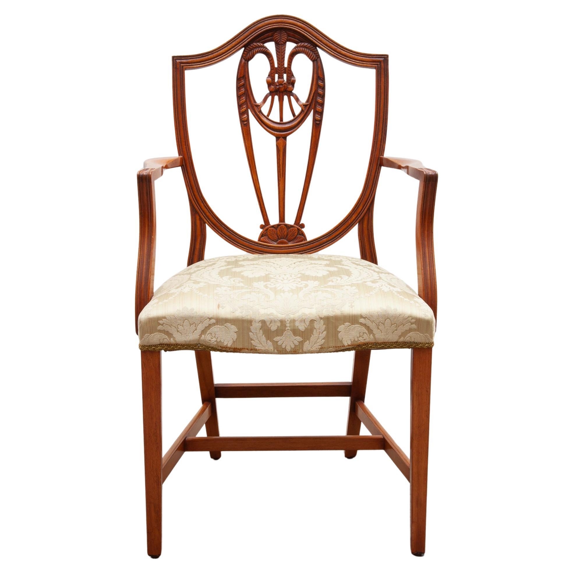 Shield Back Wheatsheaf Design Dining Arm Chairs in style of Hepplewhite