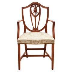 Shield Back Wheatsheaf Design Dining Arm Chairs in style of Hepplewhite