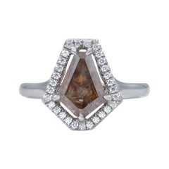 Shield Cut Brown Diamond Platinum Ring