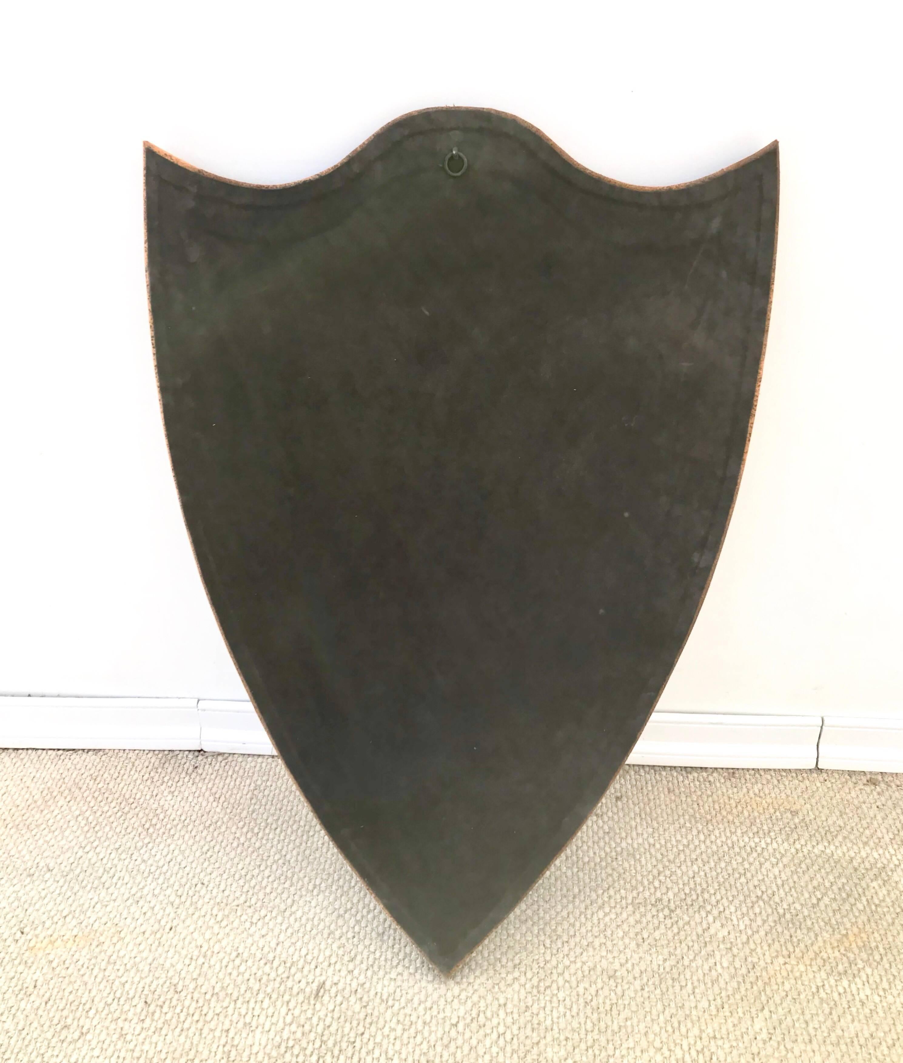 Shield Form Mirror of Hand Wrapped Leather For Sale 2