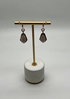 Shield Kite Shape Brown Smoky Quartz Diamond Accent Yellow Gold Drop Ohrringe