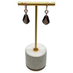 Shield Kite Shape Brown Smoky Quartz Diamond Accent Yellow Gold Drop Ohrringe