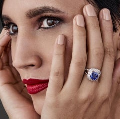 Bague Bouclier d'Orion - Saphir bleu de Ceylan non traité de 4,01ct (certifié suisse)
