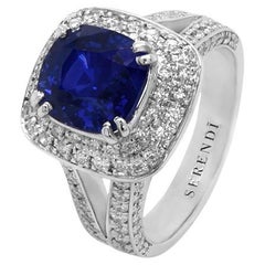 Bague Bouclier d'Orion - Saphir bleu de Ceylan non traité de 4,01ct (certifié suisse)