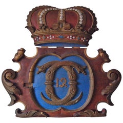 Shield of Royal Coat of Arms of Carl XII and Crown, Sweden, circa 1810