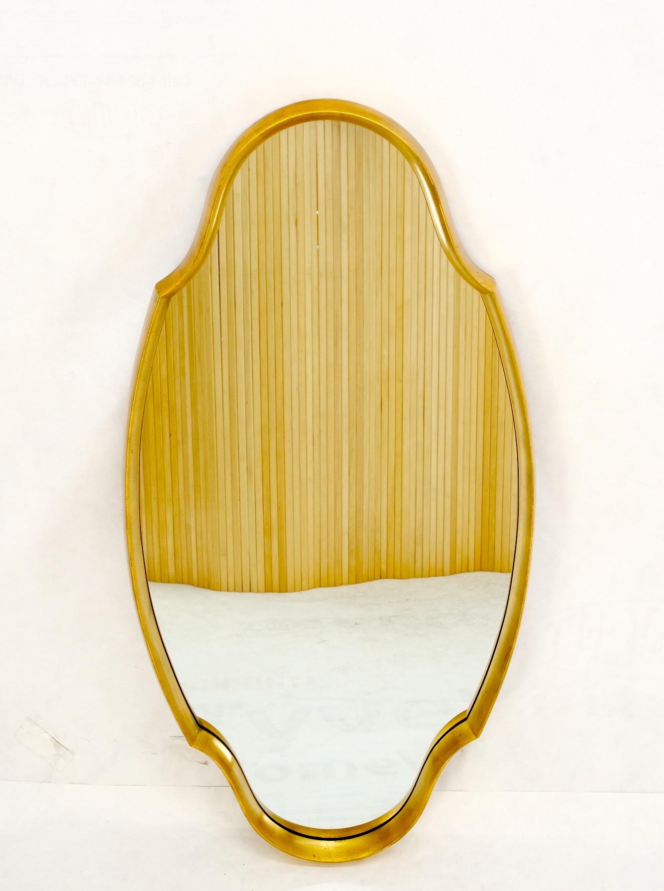 Shield Shape Wood Frame Gold Gilt Wall Mirror Hollywood Regency Mid Century Mint For Sale 4