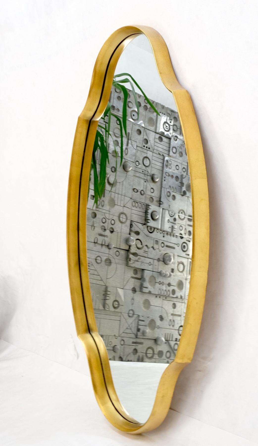 Shield Shape Wood Frame Gold Gilt Wall Mirror Hollywood Regency Mid Century Mint For Sale 5