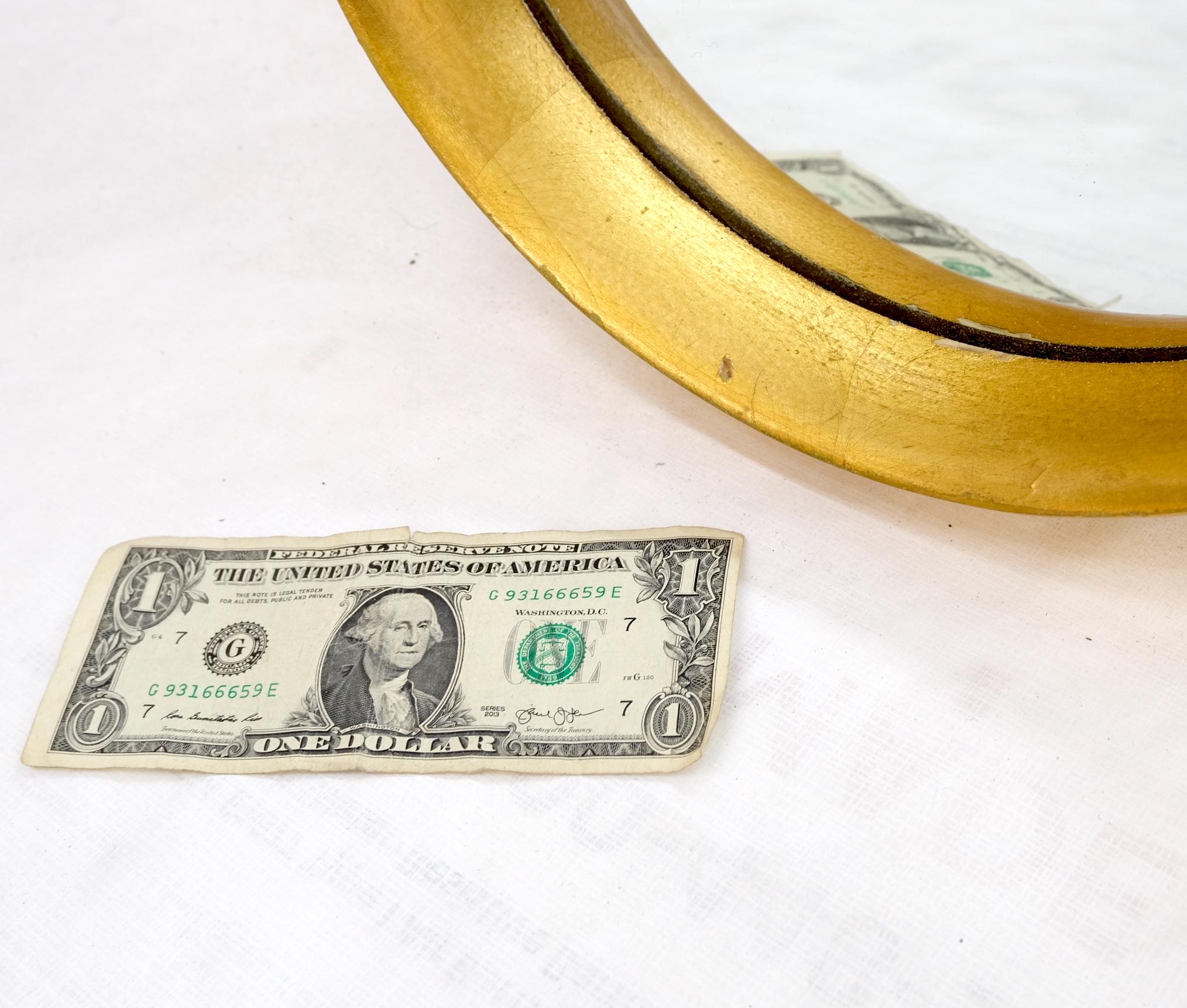 American Shield Shape Wood Frame Gold Gilt Wall Mirror Hollywood Regency Mid Century Mint For Sale