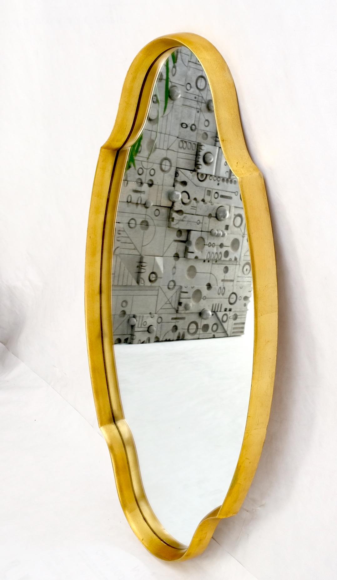 Shield Shape Wood Frame Gold Gilt Wall Mirror Hollywood Regency Mid Century Mint For Sale 3