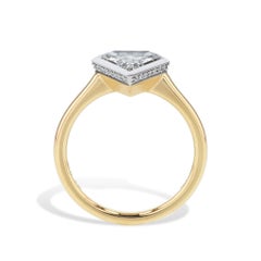 Shield Shaped Diamond Platinum Yellow Gold Engagement Ring