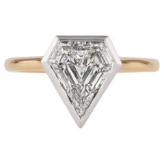 Vintage Shield Shaped Diamond Platinum Yellow Gold Engagement Ring