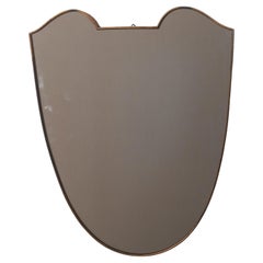 Shield-Shaped Mirror with Brass Frame, 50s